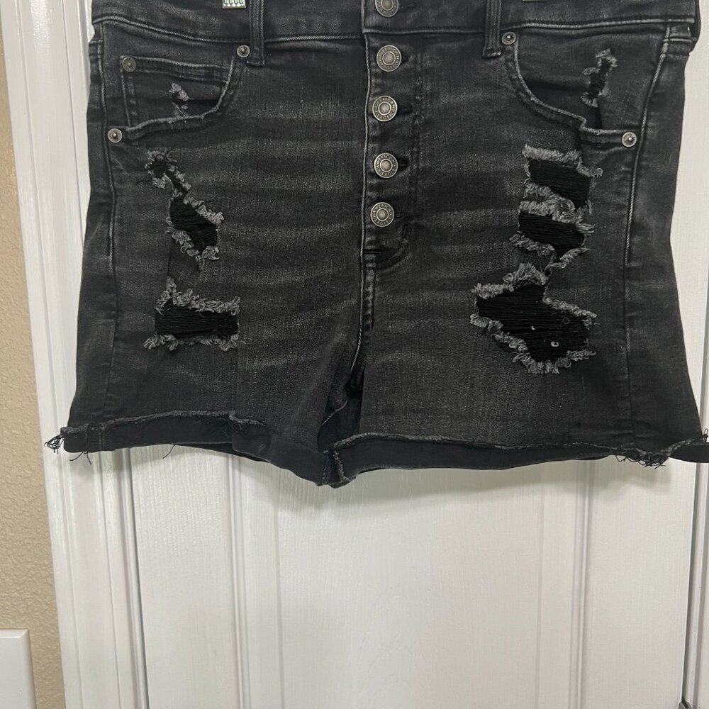 American Eagle Next Level Stretch Jean shorts, Distressed Black, Size 12